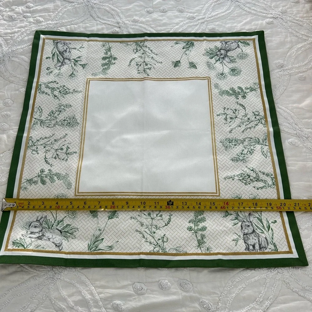 Williams Sonoma Garden Lattice Napkins X3 Green With Bunnies, Easter,replacement